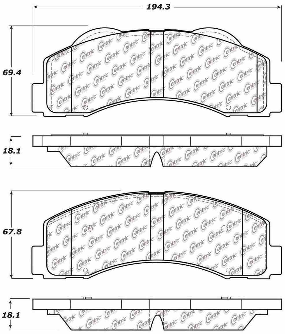 Centric Parts Disc Brake Pad Set Posi Quiet Ceramic with Shimmed for 2010-2021 Ford Expedition, F-150, Lobo, Lincoln Mark LT, Navigator 105.14140
