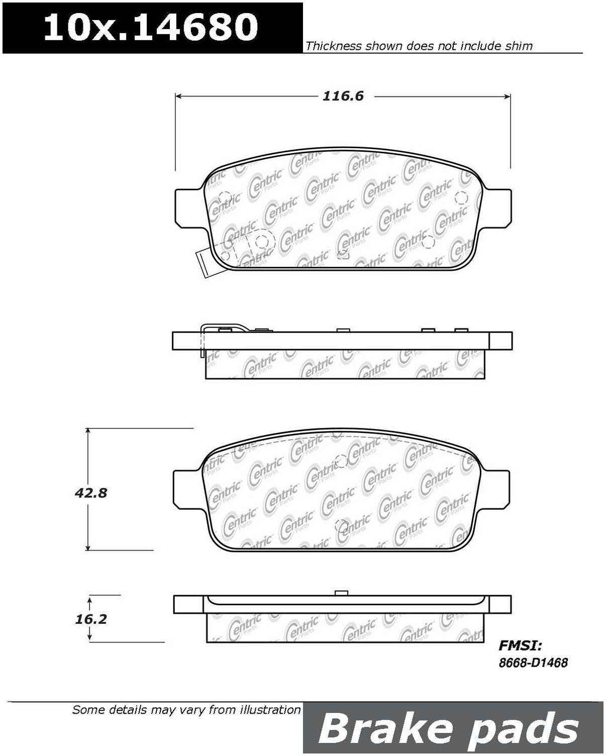 Centric Parts Disc Brake Pad Set 105.14680