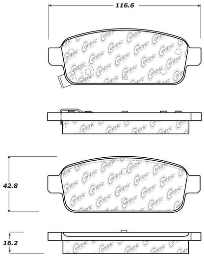 Centric Parts Disc Brake Pad Set with Posi Quiet for 100% Scorched, 100% Shimmed Performance 105.14681