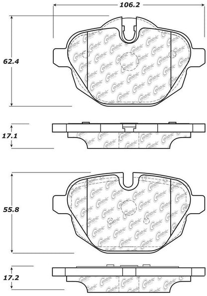 Centric Parts Disc Brake Pad Set Posi Quiet Ceramic with Shims and Hardware for 2011-2022 BMW 5 Series 105.14730