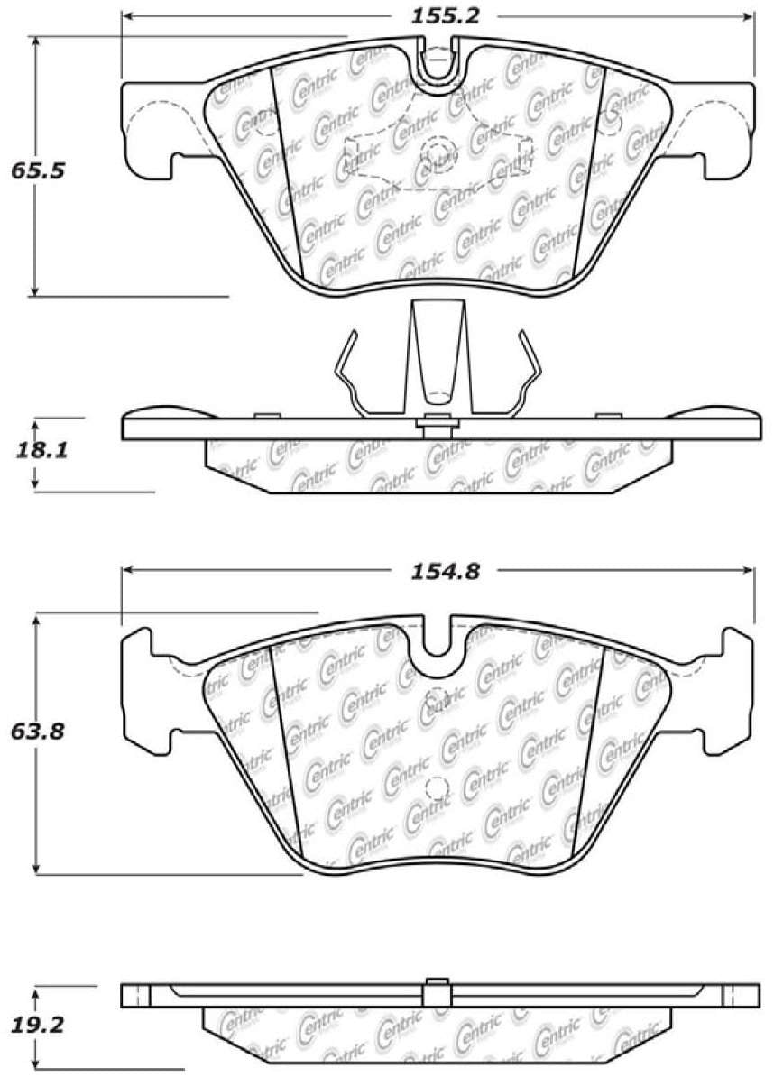 Centric Parts Disc Brake Pad Set Posi Quiet Ceramic with Shims and Hardware for 2011-2016 BMW 528i xDrive 105.15040
