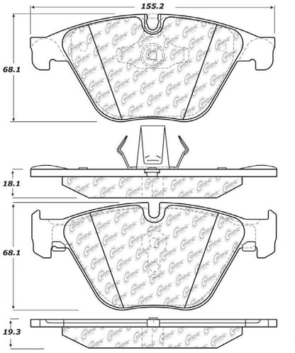 Centric Parts Disc Brake Pad Set Posi Quiet Ceramic with Shims for 2014-2016 BMW 528i/535d/535i/640i/ActiveHybrid 5 Part Number 105.15050