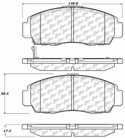 Centric Parts Disc Brake Pad Set Posi Quiet Ceramic with Shims and Hardware for 2011-2014 Acura TSX 2012 Honda Accord 105.15060