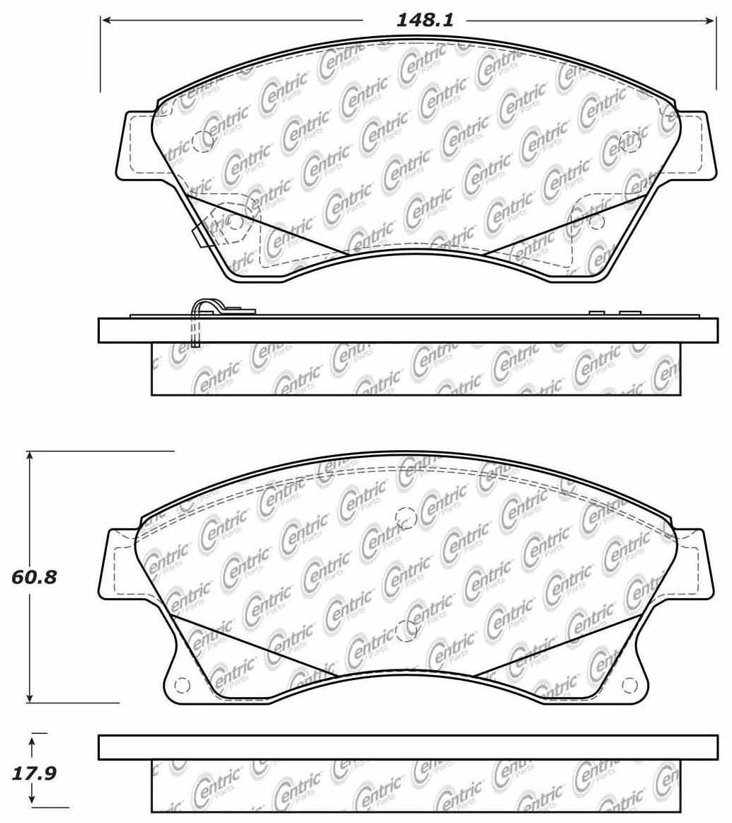 Centric Parts Disc Brake Pad Set Posi Quiet Ceramic with Shims for 2010-2017 Chevrolet Cruze 105.15220