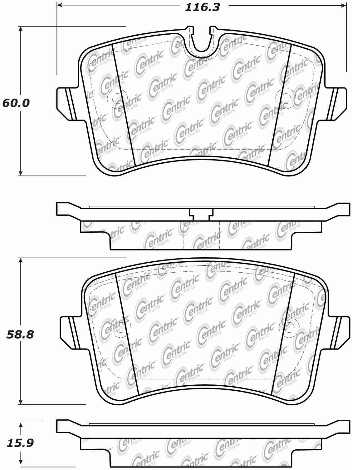 Centric Parts Disc Brake Pad Set Posi Quiet Ceramic with Shims and Hardware for Audi A6 2014-2018 105.15470