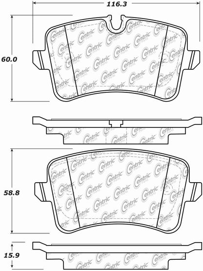 Centric Parts Disc Brake Pad Set Posi Quiet Ceramic with Shims and Hardware for Audi A6 2014-2018 105.15470
