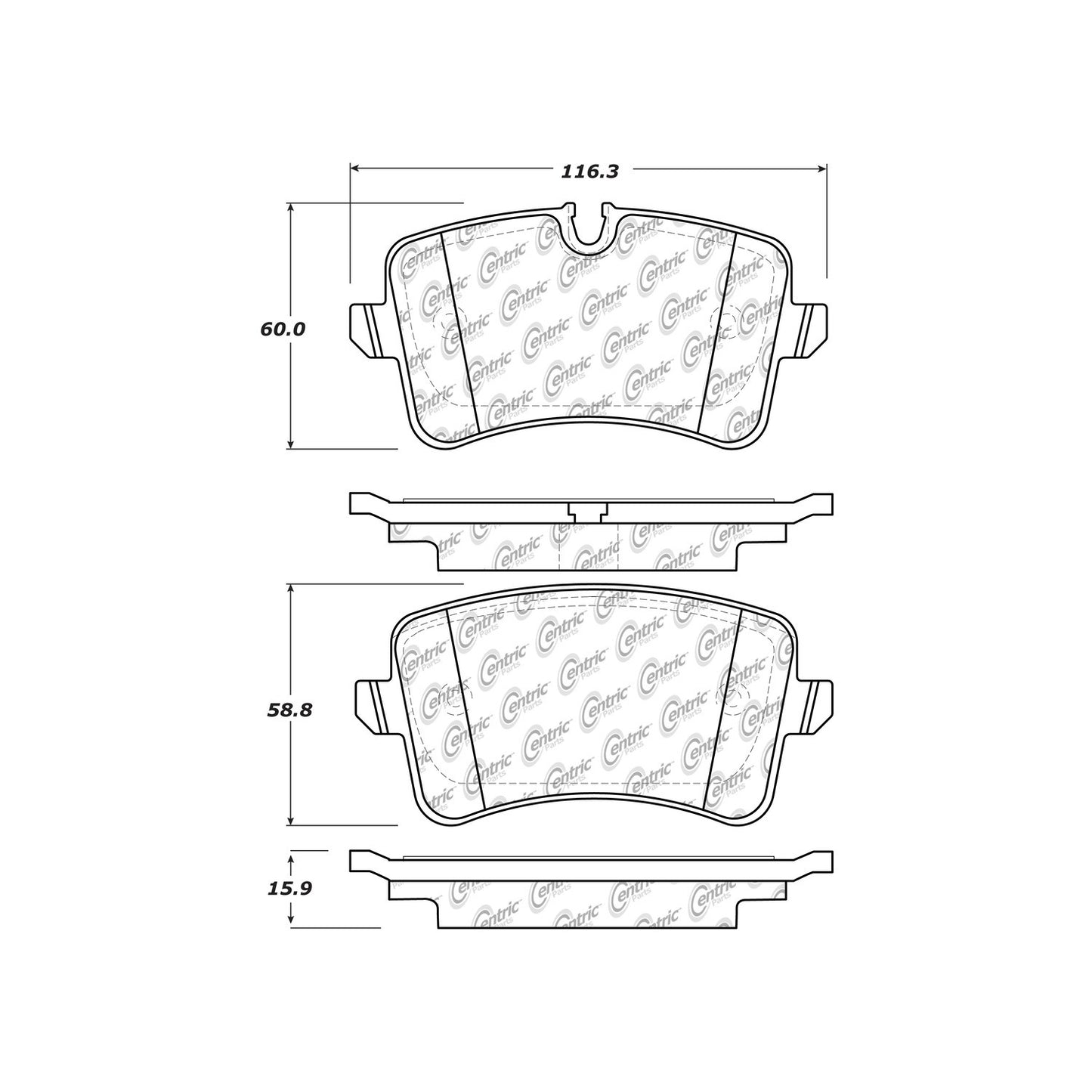 Centric Parts Disc Brake Pad Set Posi Quiet Ceramic with Shims and Hardware for Audi A6 2014-2018 105.15470