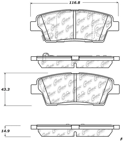 Centric Parts Disc Brake Pad Set Posi Quiet Ceramic with Shims for 2010-2016 Hyundai Genesis, 2017 Kia K900 105.15510