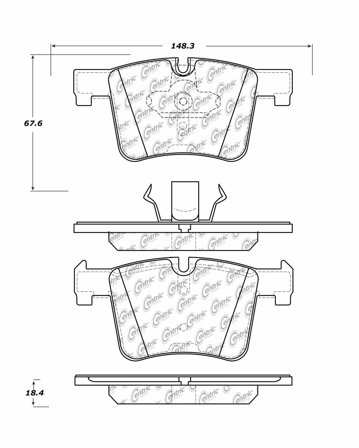 Centric Parts Disc Brake Pad Set Posi Quiet Ceramic with Shims and Hardware for 2014-2021 BMW 220i/228i/230i/320i/328d/328i 105.15610