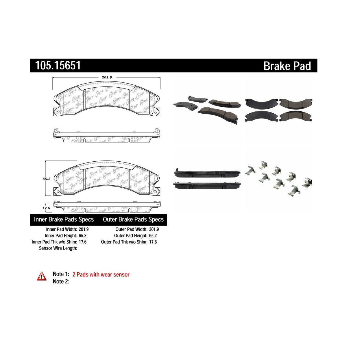 Centric Parts Disc Brake Pad Set Posi Quiet Ceramic with Noise‑Reducing Shims for 2021-2012 Nissan NV1500 NV2500 NV3500 and 2020-2016 Titan XD 105.15651