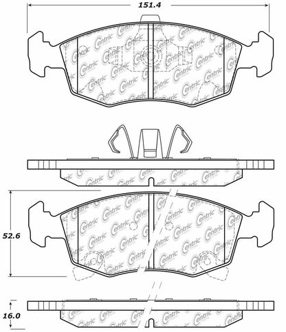 Centric Parts Disc Brake Pad Set Posi Quiet Ceramic with Shims for Fiat 500 2011-2018 and Ram 700 2015-2017 105.15680