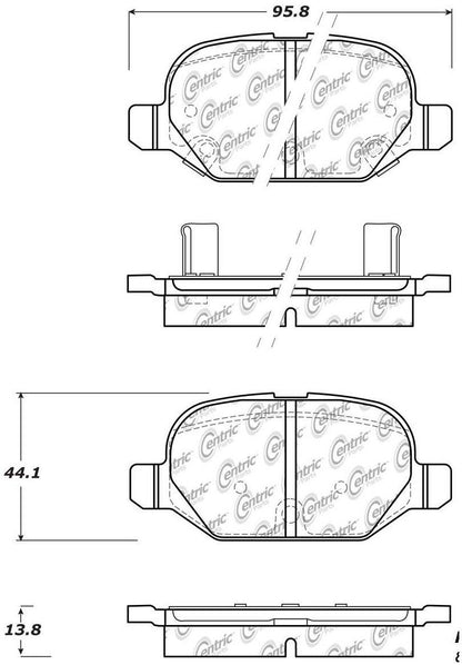 Centric Parts Disc Brake Pad Set Posi Quiet Ceramic with Shims for Fiat 500 2009-2019 Panda 2007-2012 Ram 700 2015-2017 105.15690
