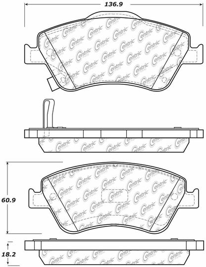 Centric Parts Disc Brake Pad Set Posi Quiet Ceramic with Shims for 2009-2014 Toyota Corolla 105.15710