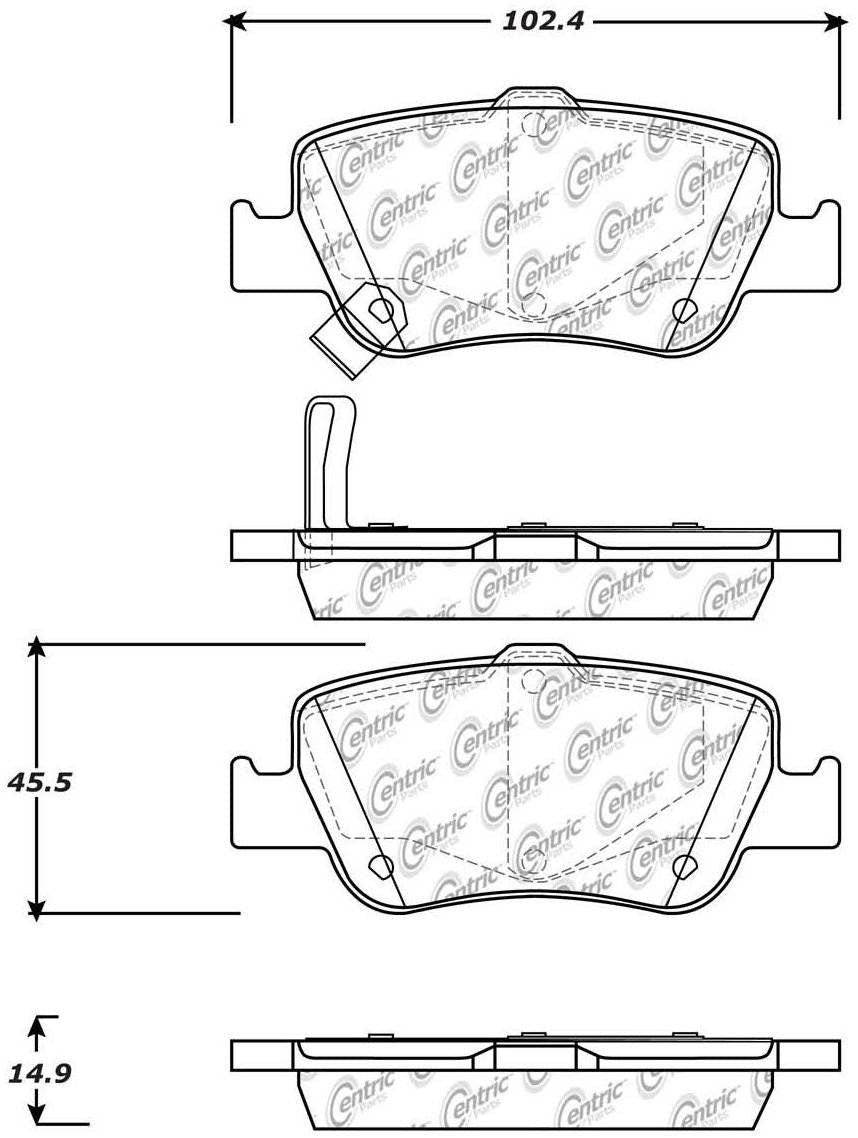 Centric Parts Disc Brake Pad Set Posi Quiet Ceramic with Shims for 2009-2014 Toyota Corolla 105.15720