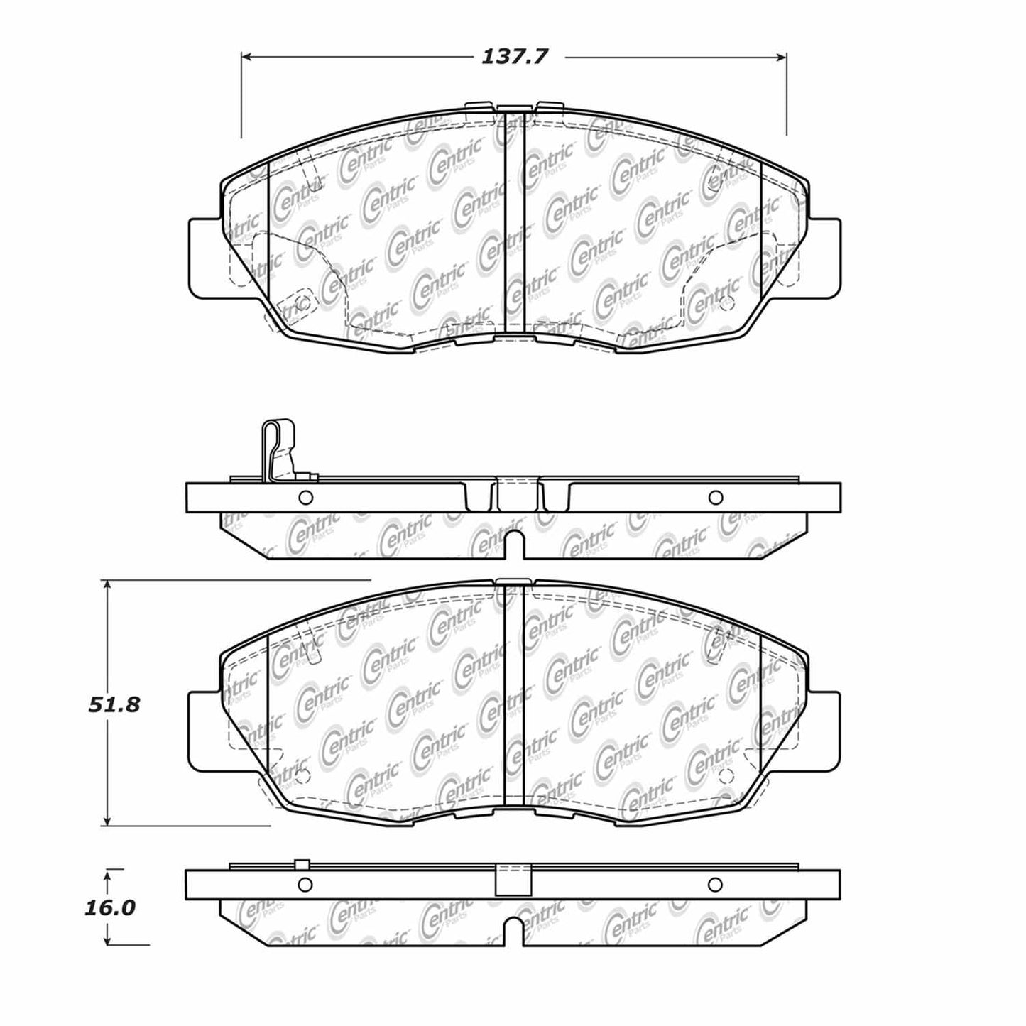 Centric Parts Disc Brake Pad Set Posi Quiet Ceramic with Shims for 2012-2015 Honda Civic 105.15780