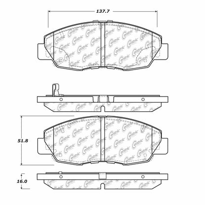 Centric Parts Disc Brake Pad Set Posi Quiet Ceramic with Shims for 2012-2015 Honda Civic 105.15780