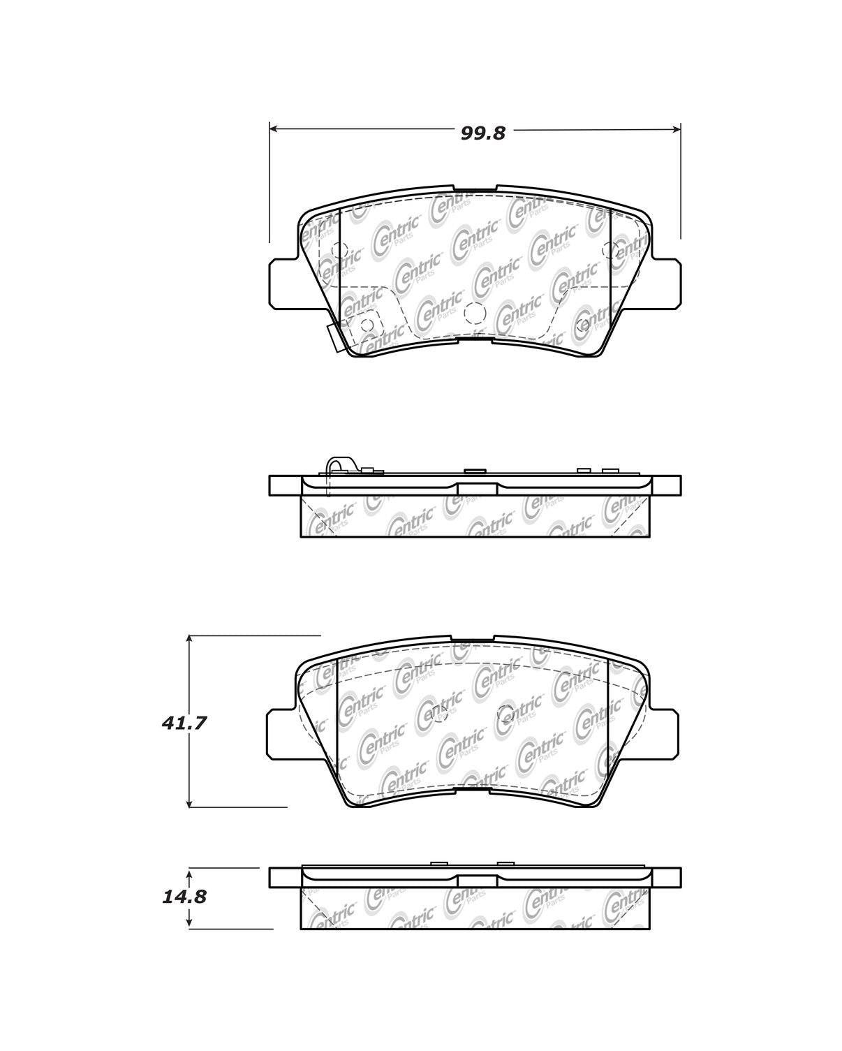 Centric Parts Disc Brake Pad Set Posi Quiet Ceramic with Shims for 2013-2016 Hyundai Elantra GT, Sonata, Veloster, Kia Soul, Soul EV 105.15940