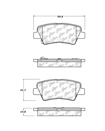 Centric Parts Disc Brake Pad Set Posi Quiet Ceramic with Shims for 2013-2016 Hyundai Elantra GT, Sonata, Veloster, Kia Soul, Soul EV 105.15940