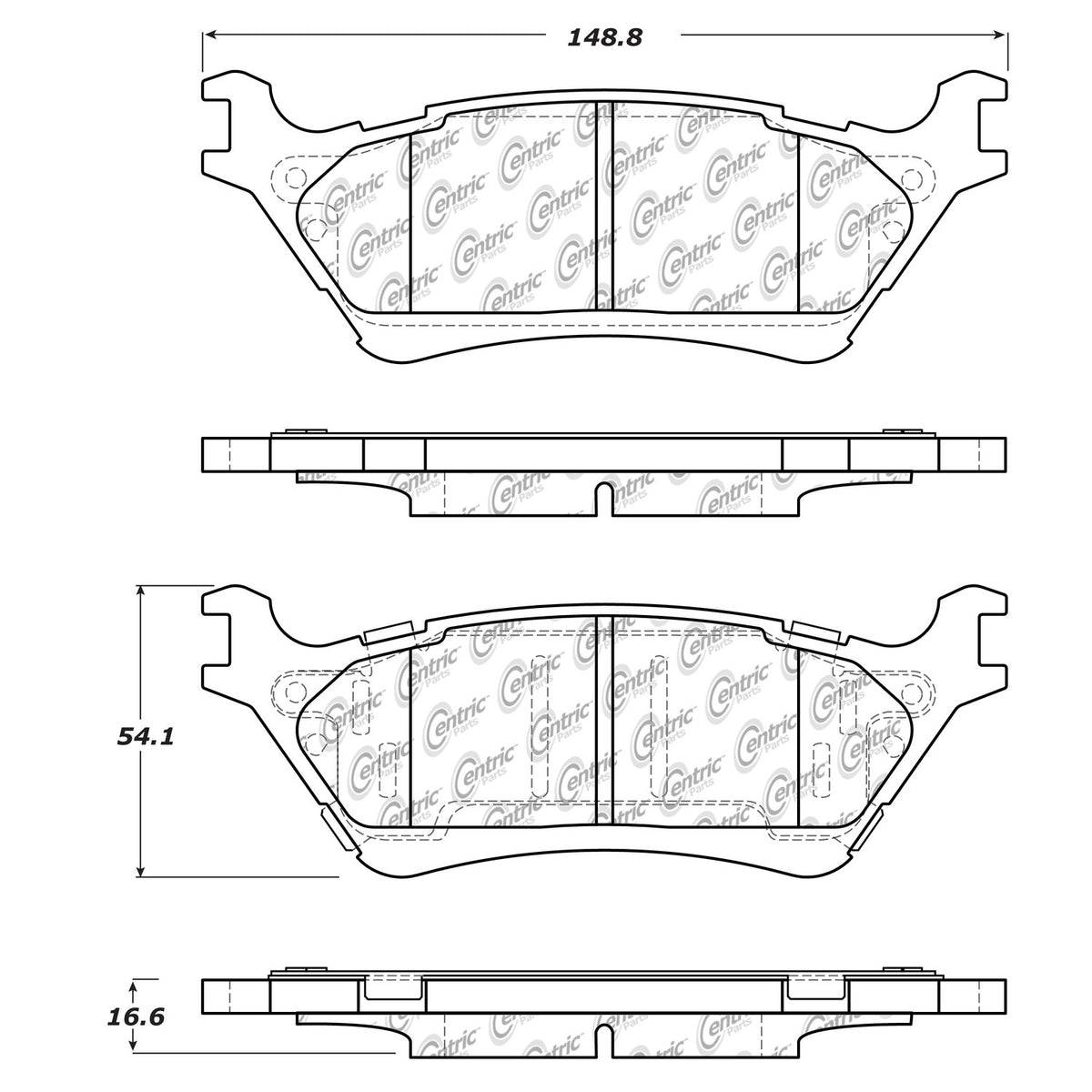 Centric Parts Disc Brake Pad Set Posi Quiet Ceramic with Shims for 2012-2020 Ford F‑150 105.16020