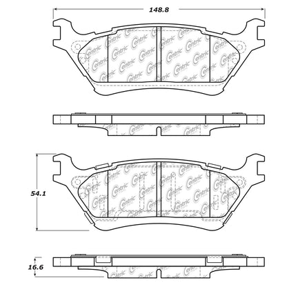 Centric Parts Disc Brake Pad Set Posi Quiet Ceramic with Shims for 2012-2020 Ford F‑150 105.16020