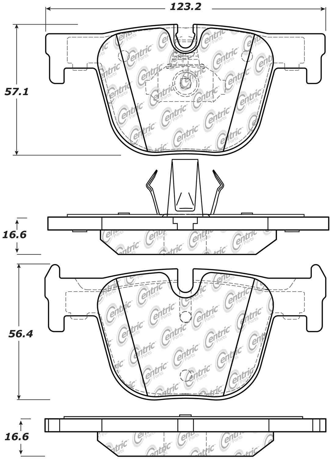 Centric Parts Disc Brake Pad Set Posi Quiet Ceramic with Shimmed for 2015-2019 BMW 328i 330i 335i 340i 428i