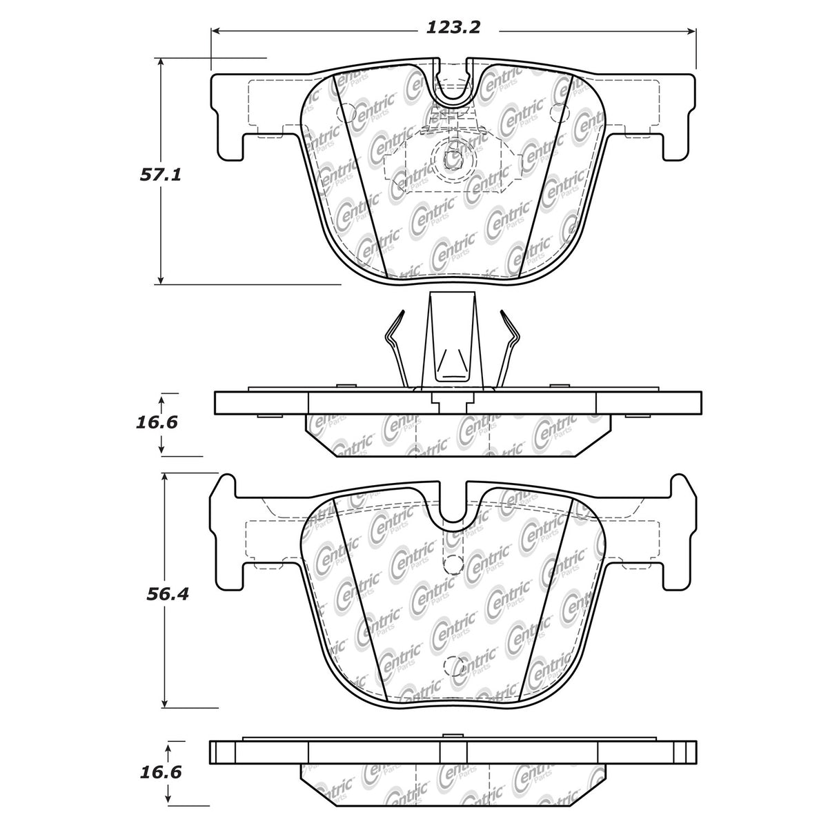 Centric Parts Disc Brake Pad Set Posi Quiet Ceramic with Shimmed for 2015-2019 BMW 328i 330i 335i 340i 428i