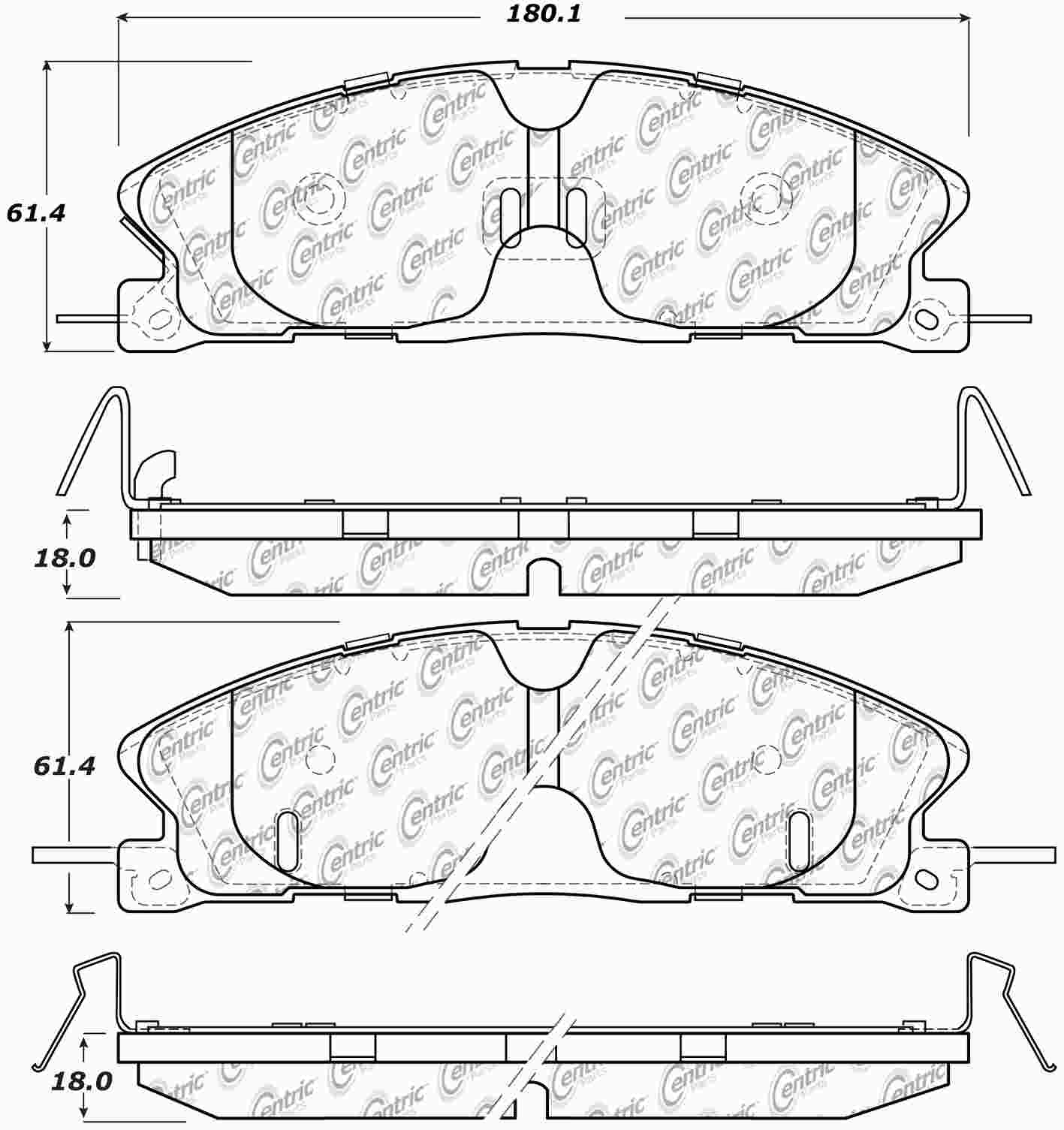 Centric Parts Disc Brake Pad Set Posi Quiet Ceramic with Shims and Hardware for 2013-2019 Ford Explorer Taurus Lincoln MKT Special Service Police Sedan 105.16111