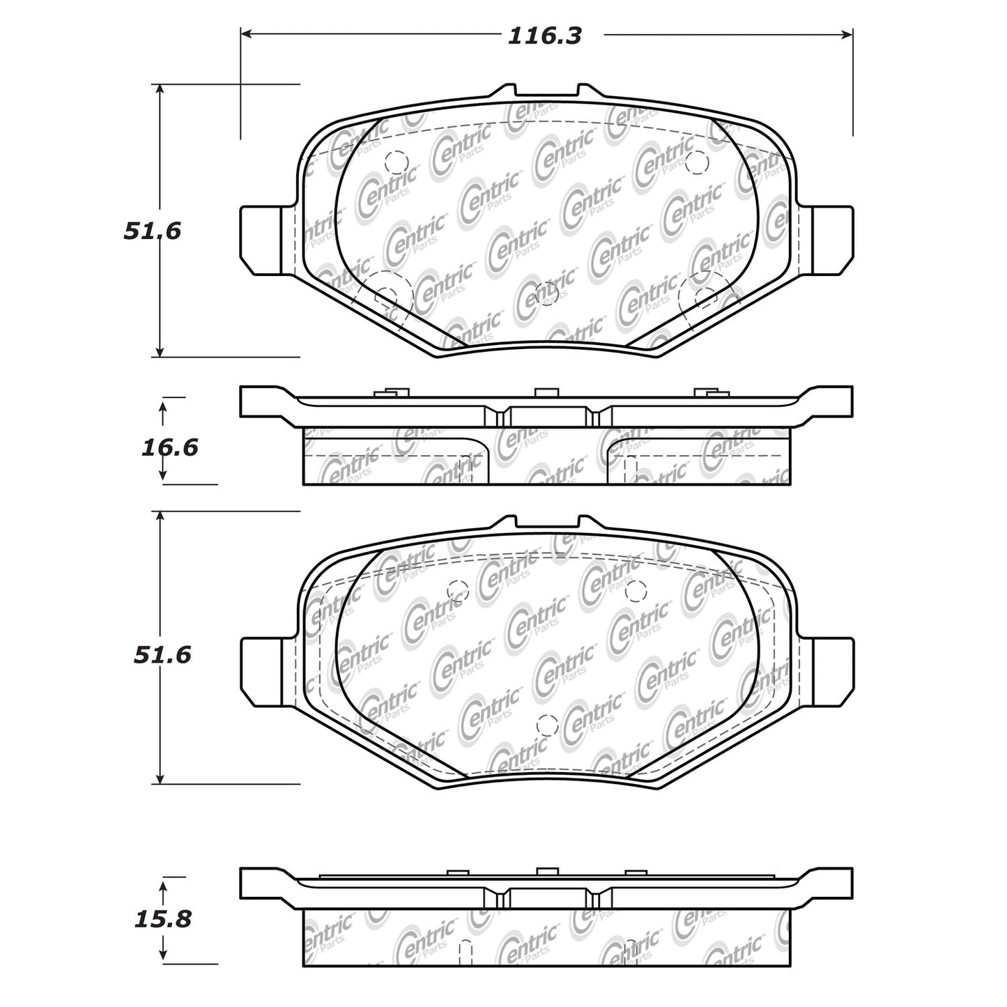 Centric Parts Disc Brake Pad Set Posi Quiet Ceramic with Shims and Hardware for 2013-2019 Ford Explorer Flex Special Service Police Sedan Taurus Lincoln MKS 105.16120