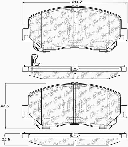 Centric Parts Disc Brake Pad Set Posi Quiet Ceramic with Shims and Hardware for Mazda CX-5 2013-2022 105.16230