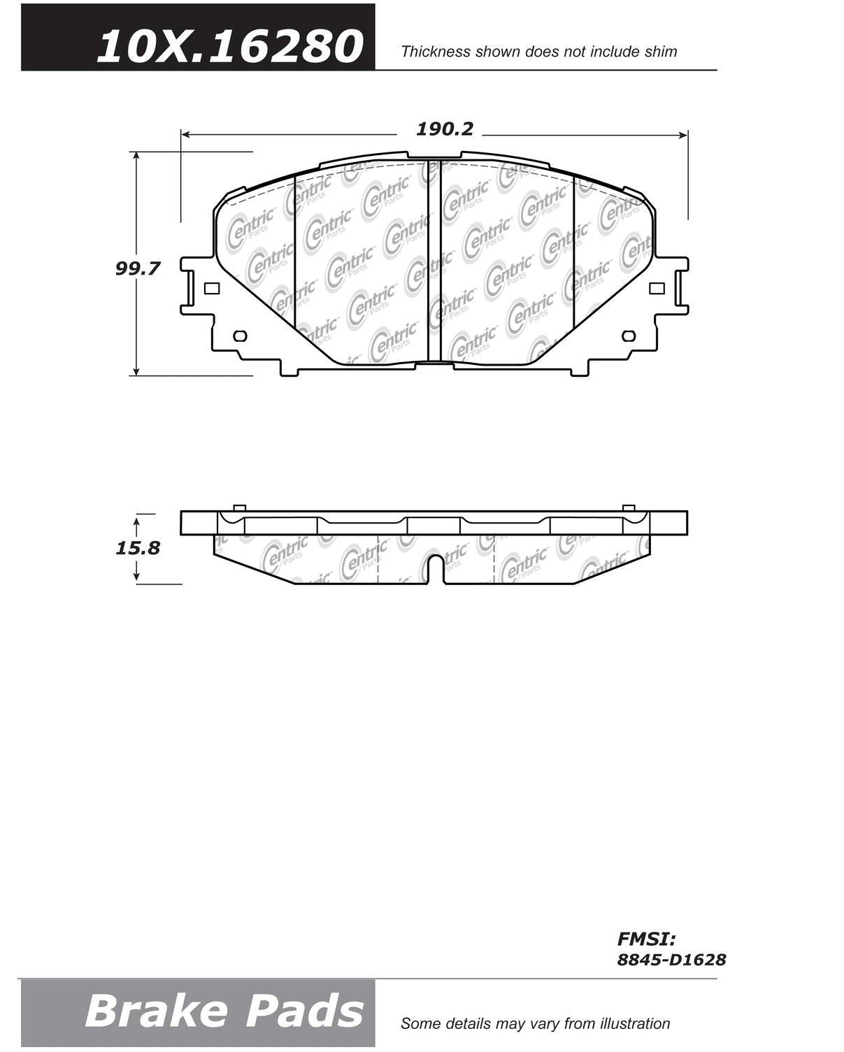 Centric Parts Disc Brake Pad Set Posi Quiet Ceramic with Shims for 2012-2018 Toyota Yaris 105.16280