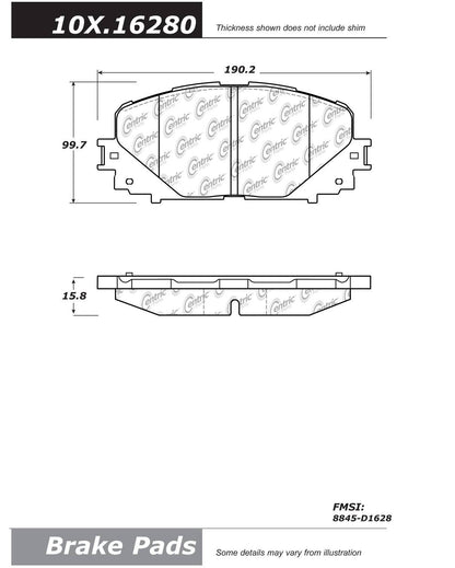 Centric Parts Disc Brake Pad Set Posi Quiet Ceramic with Shims for 2012-2018 Toyota Yaris 105.16280