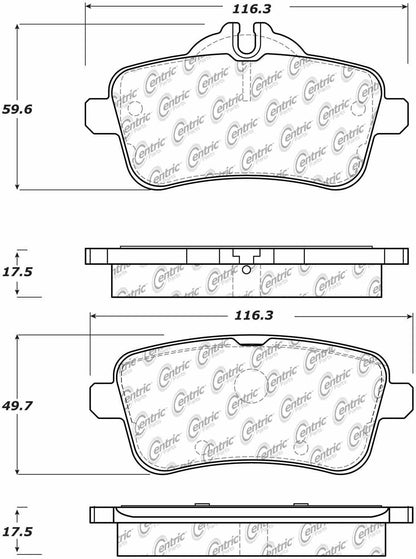 Centric Parts Disc Brake Pad Set Posi Quiet Ceramic with Shims and Hardware for 2014-2019 Mercedes-Benz