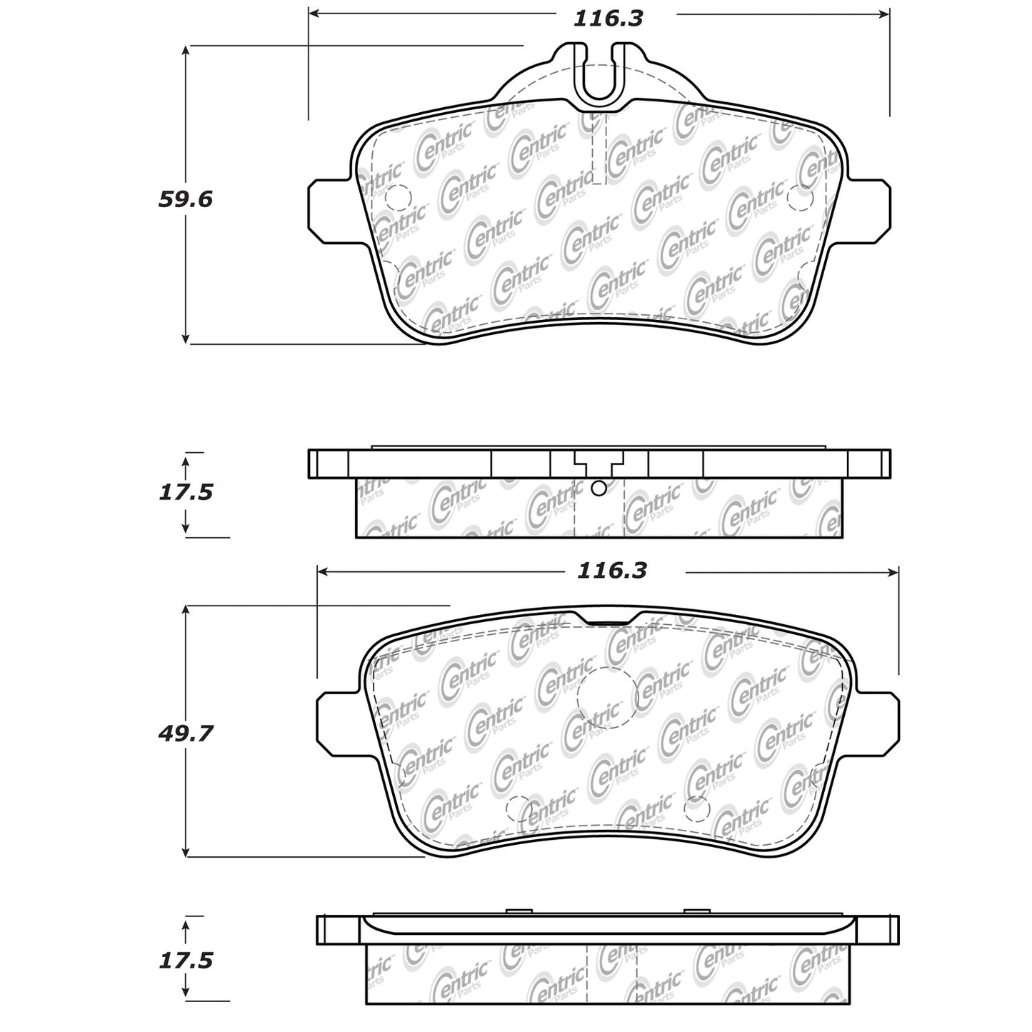 Centric Parts Disc Brake Pad Set Posi Quiet Ceramic with Shims for 2016-2019 Mercedes-Benz GLE 105.16301