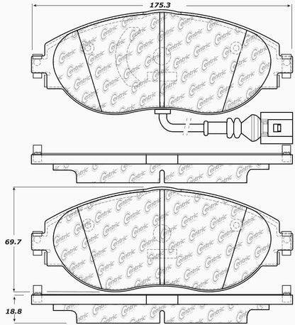 Centric Parts Disc Brake Pad Set Posi Quiet Ceramic with Shims for 2014-2022 Audi A3, VW Golf, Seat Leon 105.16330