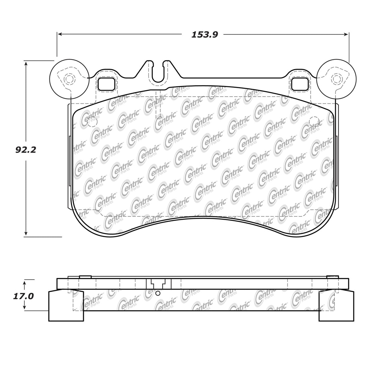 Centric Parts Disc Brake Pad Set Posi Quiet Ceramic with Shims for 2010-2014 Mercedes-Benz CL550 CLS550 E550 S550 SLC43 AMG SLK55 AMG 105.16340