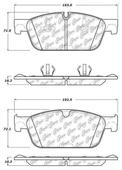Centric Parts Disc Brake Pad Set Posi Quiet Ceramic with Shims for Mercedes-Benz GL350 2013-2016, GL450 2013-2014, GL550 2013-2016, ML550 2012-2014 105.16360