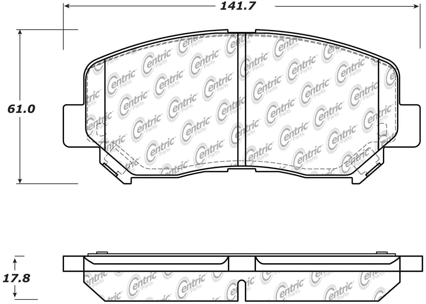 Centric Parts Disc Brake Pad Set Posi Quiet Ceramic with Shims for 2013-2015 Dodge Dart 105.16400