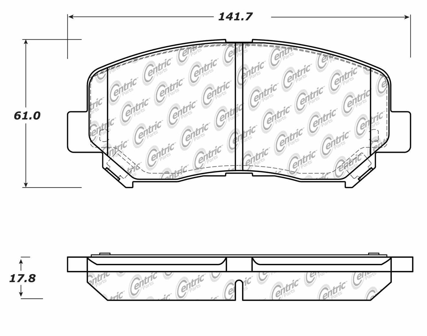 Centric Parts Disc Brake Pad Set Posi Quiet Ceramic with Shims for 2015-2017 Chrysler 200 105.16401