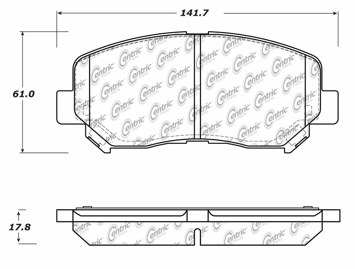 Centric Parts Disc Brake Pad Set Posi Quiet Ceramic with Shims for 2015-2017 Chrysler 200 & 2016 Dodge Dart 105.16402