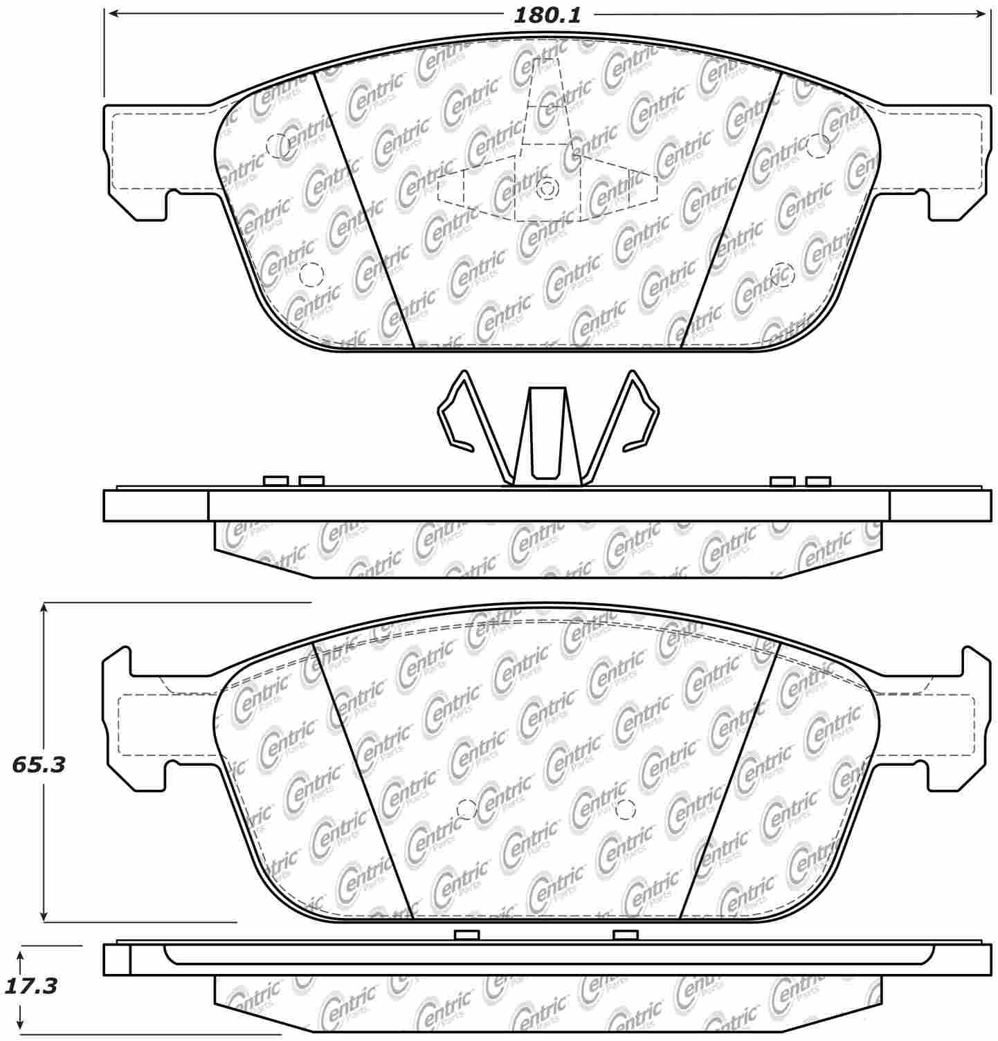 Centric Parts Disc Brake Pad Set Posi Quiet Ceramic with Shims and Hardware for Ford Escape 2019-2013 Focus 2018-2013 Transit Connect 2022-2014 Lincoln MKC 2019-2015 105.16450