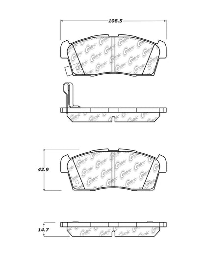 Centric Parts Disc Brake Pad Set Posi Quiet Ceramic with Shimmed for 2012-2016 Mitsubishi i-MiEV 105.16580