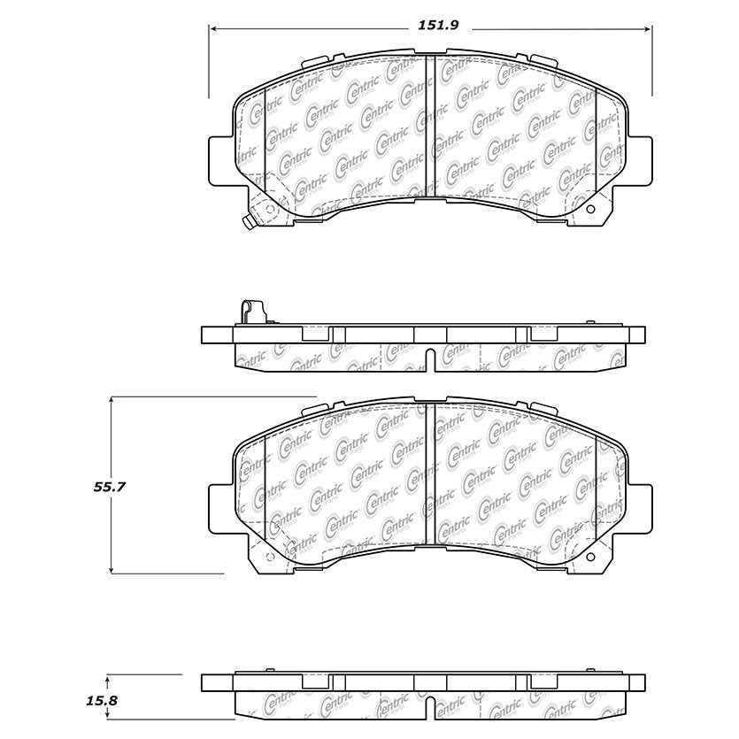 Centric Parts Disc Brake Pad Set Posi Quiet Ceramic with Shims for 2013-2015 Chevrolet Colorado, 2016 S10, 2014-2015 Nissan X-Trail 105.16770