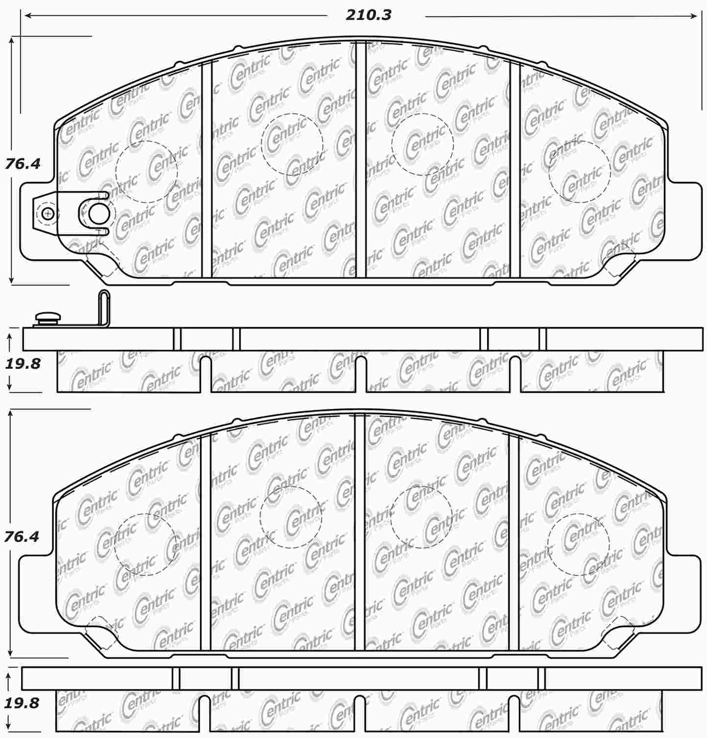 Centric Parts Disc Brake Pad Set Posi Quiet Ceramic with Shims for Hino 195 2013-2017 105.16830