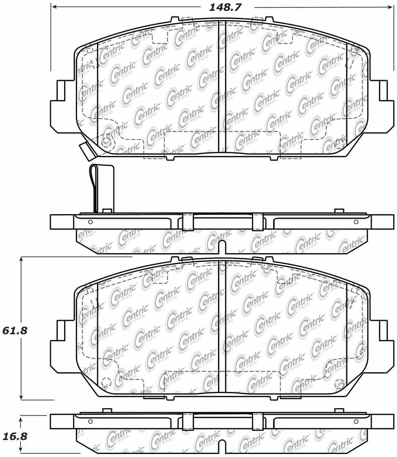Centric Parts Disc Brake Pad Set Posi Quiet Ceramic with Shims and Hardware for 2021-2016 Acura ILX, 2018-2013 RDX, 2020-2014 RLX, 2017-2016 Accord, 2020-2017 Civic 105.16970