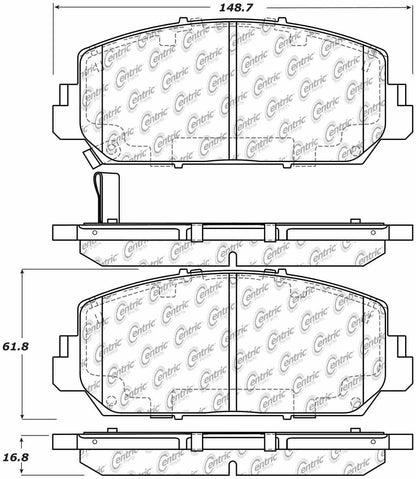 Centric Parts Disc Brake Pad Set Posi Quiet Ceramic with Shims and Hardware for 2021-2016 Acura ILX, 2018-2013 RDX, 2020-2014 RLX, 2017-2016 Accord, 2020-2017 Civic 105.16970