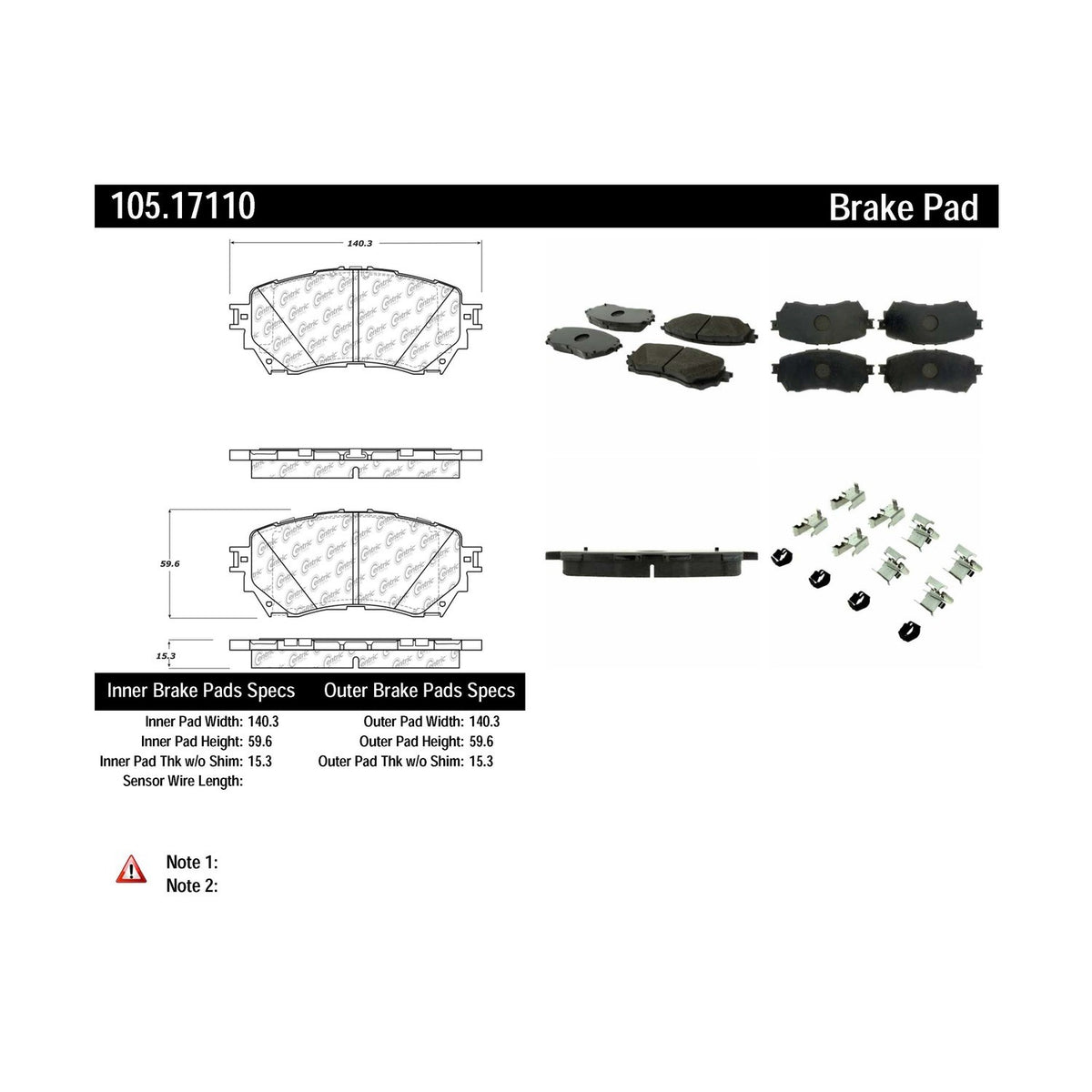 Centric Parts Disc Brake Pad Set Posi Quiet Ceramic with Shimmed for 2014-2021 Mazda 6 105.17110