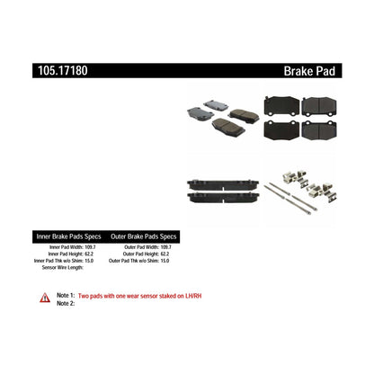Centric Parts Disc Brake Pad Set Posi Quiet Ceramic with Shims and Hardware for 2019-2016 Cadillac ATS 2020-2016 Chevrolet Camaro 2019-2014 Corvette 105.17180