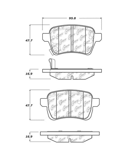 Centric Parts Disc Brake Pad Set Posi Quiet Ceramic with Shims for 2014-2020 Fiat 500L 105.17220
