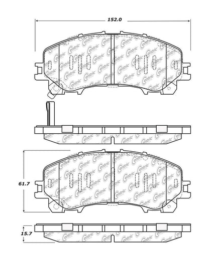 Centric Parts Disc Brake Pad Set Posi Quiet Ceramic with Shims for 2014-2023 Infiniti Q50/Q60/QX50, Nissan Rogue/X-Trail 105.17360