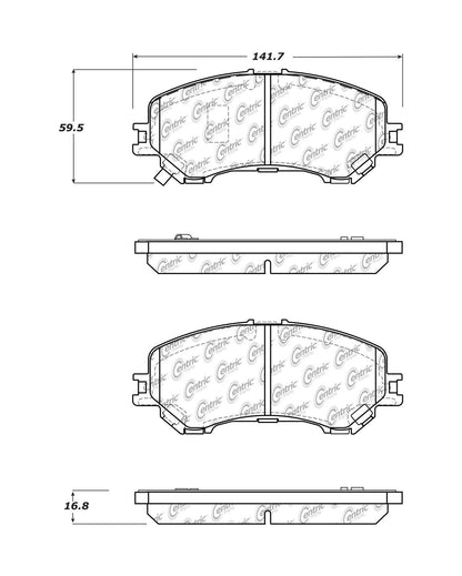 Centric Parts Disc Brake Pad Set Posi Quiet Ceramic with 100% Shimmed Noise Elimination for 2017-2022 Nissan Qashqai Rogue Rogue Sport X-Trail 105.17370